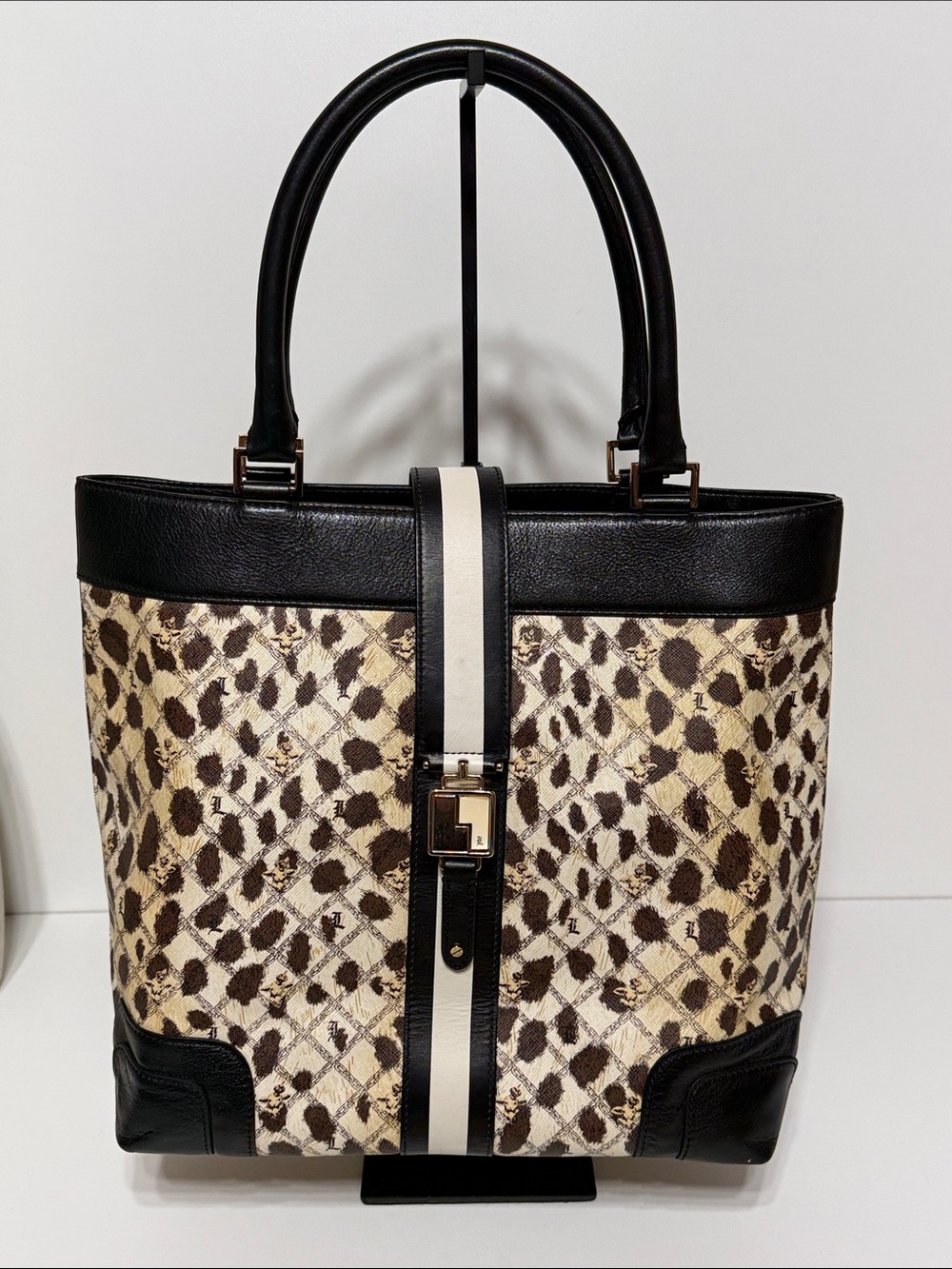 Vintage L.A.M.B Gwen Stefani Grantham Tote featuring Leopard Print Y2K